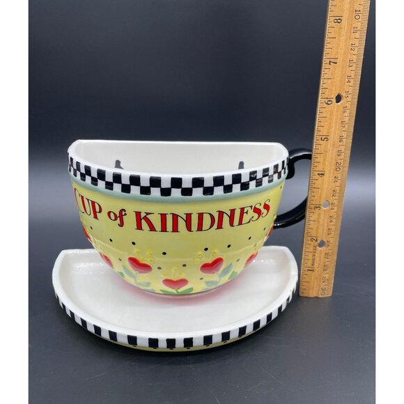 Vintage Mary Engelbreit Wall Pocket Vase Planter Basket Cup of Kindness - Picture 8 of 9